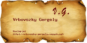 Vrbovszky Gergely névjegykártya